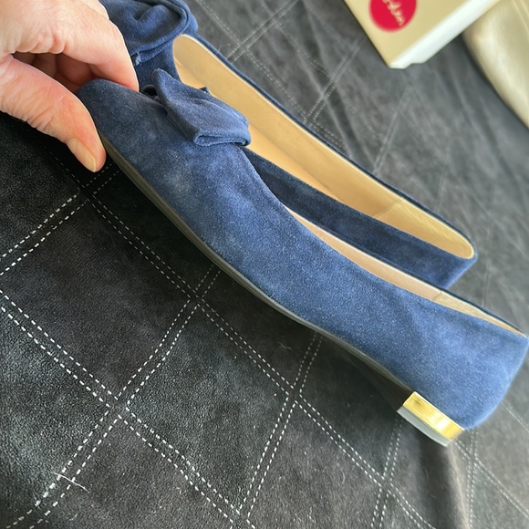 FRENCH SOLE fs/ny Women's 9.0 MADE IN ITALY  Pointed Toe Bow Detail Navy Suede - Picture 7 of 13